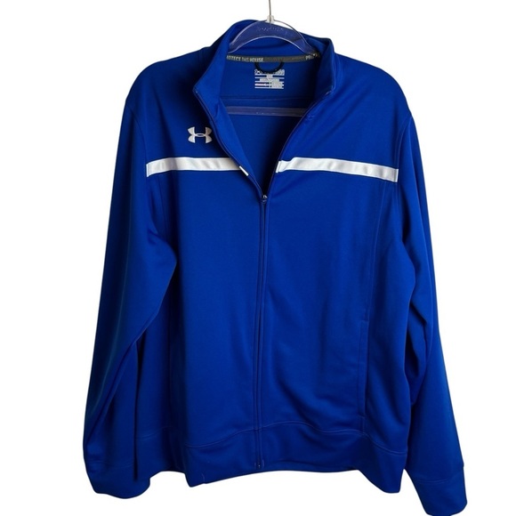 Under armor allseason gear loose full zip jacket men’s size L royal blue warm up - Picture 4 of 10